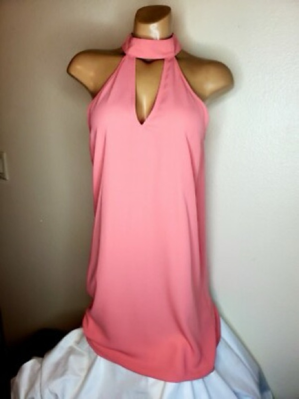 Leith Coral Pink Halter Mini Dress